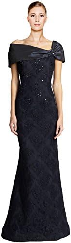 Teri Jon Embroidered Lace Tulle Evening Gown Dress