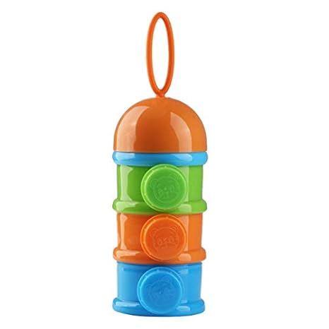Manan Shopee Unbreakable 3 Layer Portable Baby/Infant Spill-Proof Milk Powder Container Food Storage Box,Plastic Eco Friendly BPA-Free Powder Baby Food-Storage Container Multi-Storage (Multicolor)