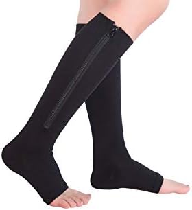 Mxinran Compression Socks, New Compression Zipper Sox Socks Stretchy Zipper Leg Support Unisex Open Toe Knee Stockings,1Pack