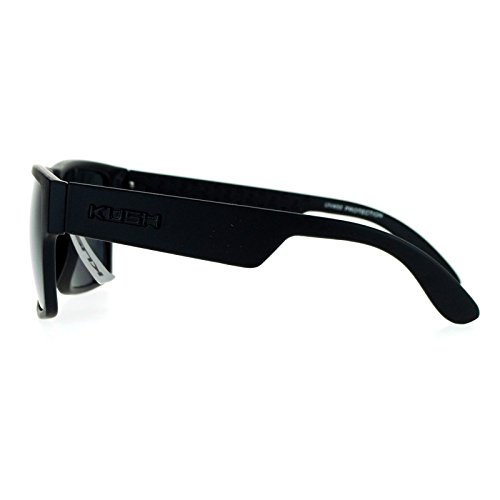 KUSH Sunglasses Square Retangular Matte Black Frame Super Dark Black Lens