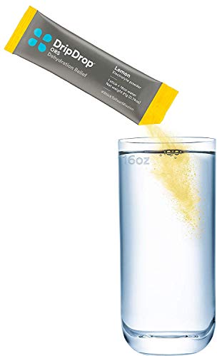 DripDrop ORS - BIG Sticks - Patented Electrolyte Powder For Dehydration Relief Fast - For Workout, Hangover, Illness, Sweating, & Travel Recovery - Lemon - 8 x 16oz Servings