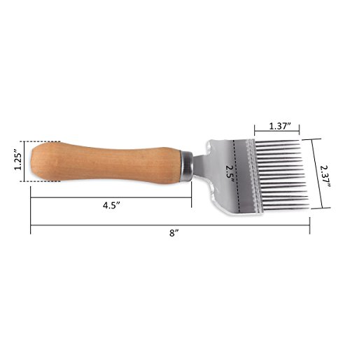 UMLIFE Uncapping Fork, Honey Bee Stainless Steel Tine Uncapping Scraper with Wooden Handle for Beekeeping Extracting Hive Hand Tool