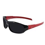 Flexible Rubber Kids Sunglasses for Boys and Girls - Bendable Unbreakable Silicone Gel Frame with Polarized Lenses - by Optix 55 (Black & Red, Black)