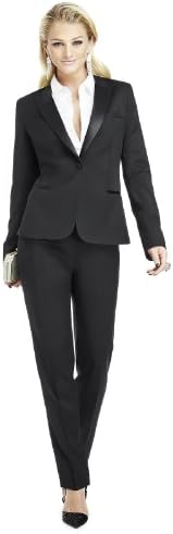 Women's Marlowe Peak Collar Wool Tuxedo Jacket by Dessy Group - Black - Size 16