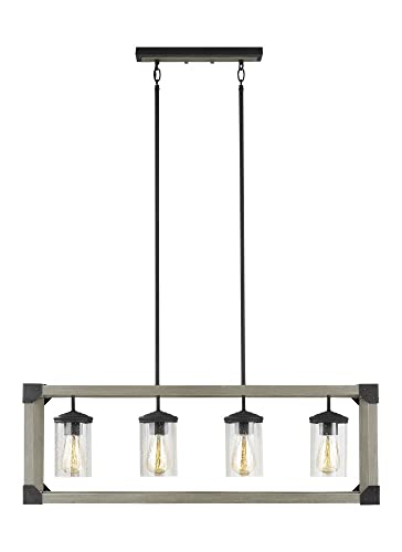 Generation Lighting 4-Light Dunning Pendant Light Fixture Driftwood Gray 661330…