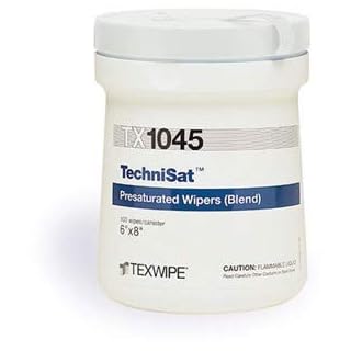 Texwipe TX1045 TechniSat TechniCloth Nonwoven Presaturated 70% IPA Wipes 6 x 8 100/Canister