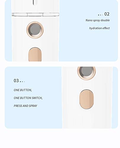 Axchongery Mini Portable Nano Steaming Facial Humidifier, Handy Spray Moisturizer Beauty Instrument, Small Portable Mist Sprayer for Face Moisturizing and Hydrating, No Noise, Travel (A)