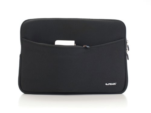 iPearl 16-inch Soft Neoprene Sleeve Case for MacBook & UltraBook laptop (built-in external pocket) (BLACK)
