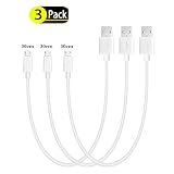 SunCable Micro USB Charging Cable, 3Pack 1ft Short Premium Nylon Braided Android Charger Samsung Charger Cord for Samsung, Nexus, LG, Motorola, Android Smartphones and More (3Pack White)