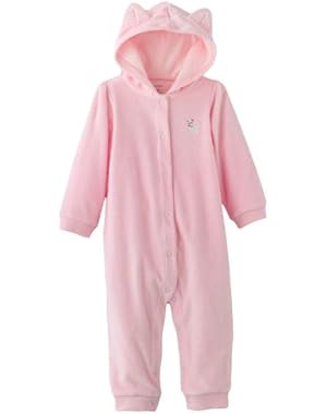 Baby Girls 1 Piece Velour Hooded Jumpsuit Coverall (18 Months)