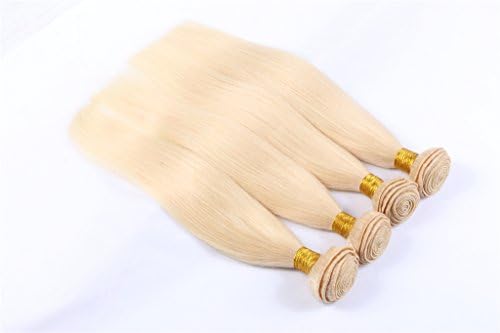 Virgin Hair Factory 7a Unprocessed Remy Hair Silky Straight 4 bundles of Brazilan Hair 10 10 10 10 inches Human Hair Weave #613 Blonde Color Tangle Free