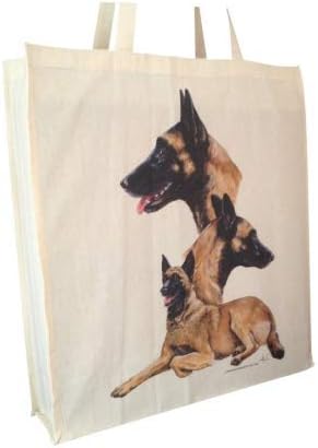 Belgian Malinois Group Reusable Cotton Shopping Bag Tote Gusset for Extra Space and Long Handles - Perfect Gift
