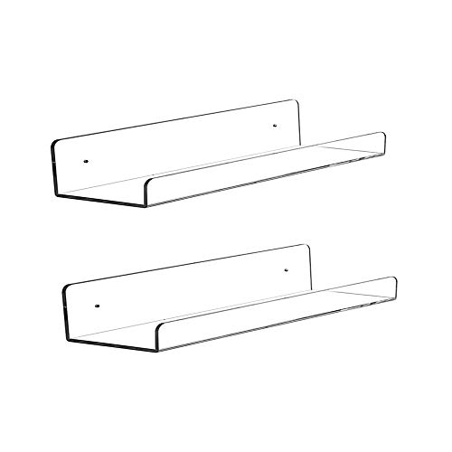 CY craft Wall Mounted Acrylic Floating Shelf 15 Inch Clear Ledge Shelf