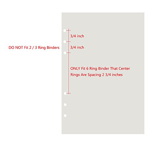 6-Ring A5 Binder/Planner Refill Paper, 6 Hole,8 1/4 x 5 5/8 Inches Refillable White Paper for Loose Leaf Binder Notebook Diary Traveler Journal Inserts, 80 Sheets/160 Pages,Lined - Thumbnail 4