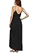 Verdusa Women's Spaghetti Strap V-Neck Side Pockets Loose Maxi Dress Black M