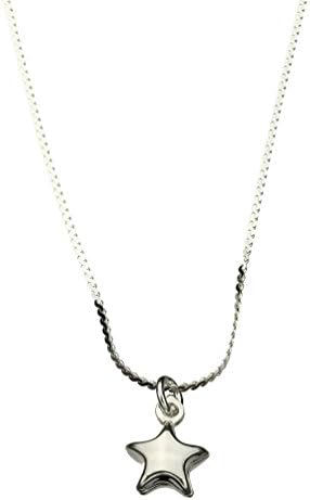 Sterling Silver Tiny Star Charm Serpentine Nickel Free Chain Necklace Italy, 14"