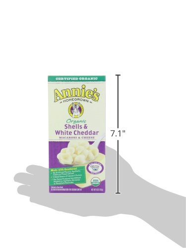 ANNIE’S ORGANIC MACARONI AND CHEESE, SHELLS AND WHITE CHEDDAR, 6 OZ (PACK OF 12)