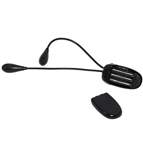 7TECH LED Book Reading Light 4 LED Battery USB Dual Use,Double Flexible Neck Black