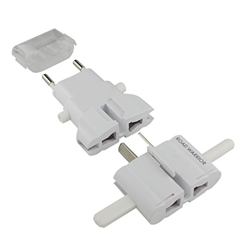 Road Warrior Travel Power AC Plug Adapter EU/UK/AU/US/in, Designed in Japan - RW101WH-US [White]