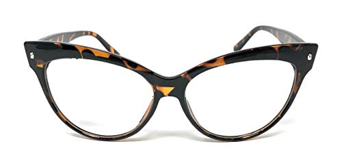 WebDeals - Cateye or High Pointed Eyeglasses or Sunglasses Vintage Inspired Fashion...... (High Point, Tortoise Brown/Clear)