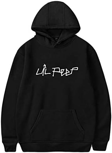 Qiuxiaoaa Adult Hoodies, Unisex Men Women Pullover Hoodies,Sweatshirts,Hip Hop Rapper Letters Tops Jacket,(Black+Lil 2X-Large)