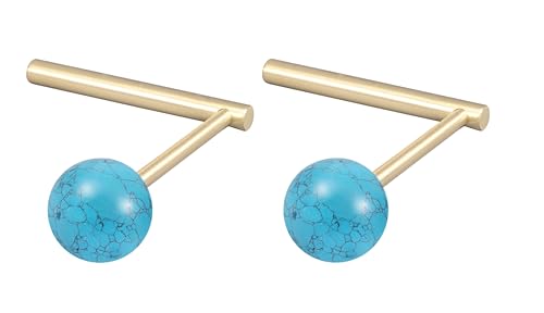 rockcloud 2 Pcs Crystal Stone L Shape Curtain Holdbacks for Wall, Curtain Tiebacks for Drapes Wall Mounted Hooks for Home Office Decor, Blue Howlite Turquoise