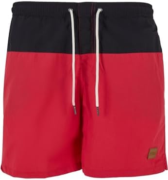 Block Swim Shorts, Pantaloncini da Bagno, Uomo, Blk/Red, M