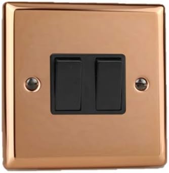 Varilight 2-Gang 10A 1- or 2-Way Rocker Switch Polished Copper