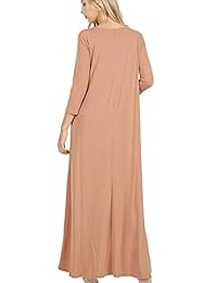 MixMatchy maxi vestidos largos con mangas 3 4 para mujer