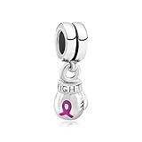 Charmed Craft Fight Breast Cancer Awareness Charms Pink Ribbon Boxing Glove Beads