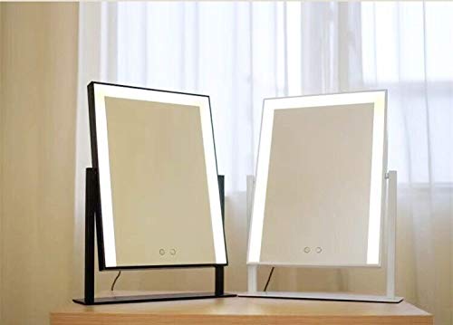 Hollywood Style Lighted Vanity Mirror Clock LED Makeup Mirror with Lights Desktop Bathroom Mirror Touch Screen and 360° Adjustable Angle (White) - Thumbnail 5