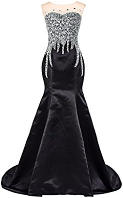 Nameilisha Sexy Backless See Through Sparkly Long Mermaid Prom Evening Dresses NM059BK-US4