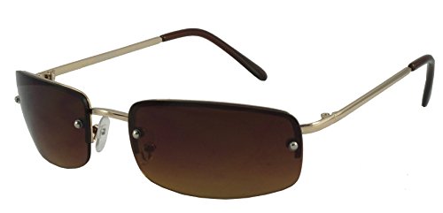 Revive Eyewear Men's Rectangular Mod Style Gold Frame/ Brown Lens Non Polarized Sunglasses 50