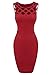 Zeagoo Women's Sleeveless Hollow Out Cocktail Party Mini Pencil Bodycon Dress,Small,Red