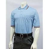 Smitty | BBS-300 | Baseball Softball Umpire Shirt | Performance Mesh Short Sleeve | Sized to Accommodate Chest Protector (Powder Blue w/RWB Trim, Large)