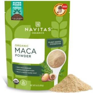 Navitas Organics Maca Powder – 100% Gelatinized Peruvian Maca for Smoothies, Lattes, Baking & More – Energize & Balance - USDA Organic, Non GMO, Vegan, Gluten Free - 16oz. Bag