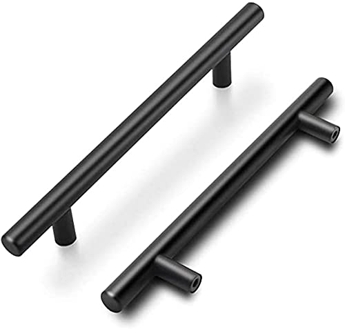 goldenwarm Flat Black Cabinet Hardware Handle Pull Knob Door Cupboard Drawer Dresser Stainless Steel 6-1/4in(160mm) Hole Centers-10Pack