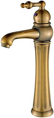 Antique Faucet, Single Lever Bathroom Faucet Vintage Brass Antique Bathroom wash Basin Faucet hot and Cold Water Bathroom Sink Faucet, G1/2" Water Inlet
