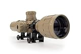 Monstrum Tactical 3-9x32 AO Rifle Scope with Illuminated Range Finder Reticle and High Profile Scope Rings (Flat Dark Earth/Black Rings)