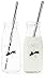 Circleware Dairy Antique Glass Milk Drink Bottles with Strong Reusable Plastic Straws and Wooden Tray, 10 Ounce, 13 Piece Set, 6 Glass Bottles, 6 Straws 1 Wooden Tray, Limited Edition Glassware