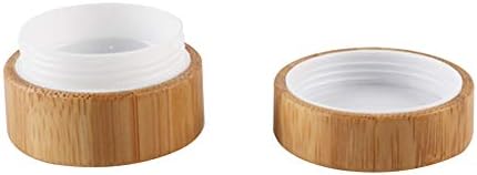 Weanty Leakproof Bamboo Travel Cosmetic Containers Empty Makeup Face Cream Jars Bottles Multifunction Container for Cream Powder Loose Tea size 10ml (Khaki)