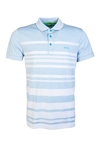 BOSS Green Men's Paule 8 Striped Short Sleeve Polo Shirt, Blue, XXL