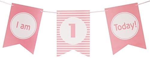 Brcohco I'm 1 Today High Chair Banner 1st Birthday for Baby Girl First Birthday Party Decoration Supplies Pink