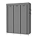 UDEAR Portable Wardrobe Closet Clothes Organizer No-Woven Fabric Cover with 6 Storage Shelves, 2 Hanging Sections and 4 Side Pockets，Grey