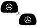 Ltluxury Universal Mercedes Benz Embroidered Black Gray Fabric Headrest Cover Set of 2
