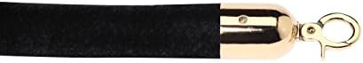ComeAlong Industries Velour Rope with Polished Brass Snap End, 6', Black