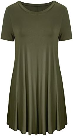 imimimomo Women's Casual Plain Short Sleeve Fit Simple T-Shirt Loose Dress
