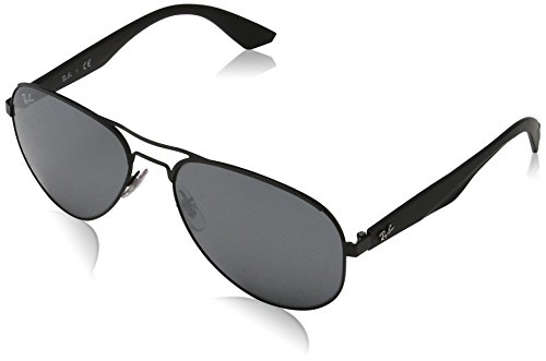 Ray-Ban METAL MAN SUNGLASS - MATTE BLACK Frame GRAY SILVER MIRROR Lenses 59mm Non-Polarized