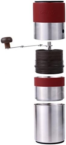 SOULCOOK High End Manual Coffee Grinder Mug Portable All-in-One Coffee Maker with Foldable Hand Lever, Made of Thick #304 Stainless Steel, 8" H