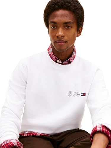 Sweat Homme Small Crest Outline avec Col Ras-du-Cou, Blanc (White), M